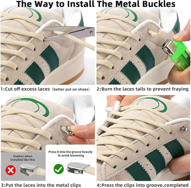 Stepace 2 Pairs Elastic No Tie Shoe Laces for Kids and Adults Sneakers, Stretch Flat Tieless Shoestrings - Image 4